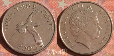 Бермудские Острова 25 центов 2000 года, KM# 110, 104i-134