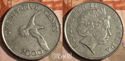 Бермудские Острова 25 центов 2000 г., KM# 110, s226t-028