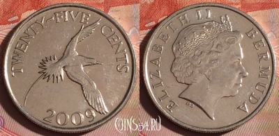 Бермудские Острова 25 центов 2009 года, KM# 110, 335-092