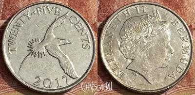 Бермудские Острова 25 центов 2017 г., KM# 110, 255t-033