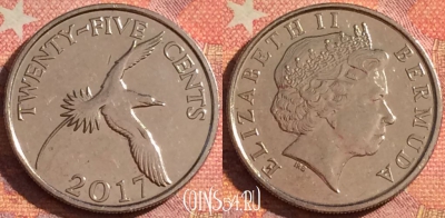 Бермудские Острова 25 центов 2017 года, KM# 110, 376-065