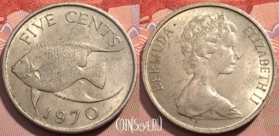 Бермуды 5 центов 1970 года, KM# 16, 243-121
