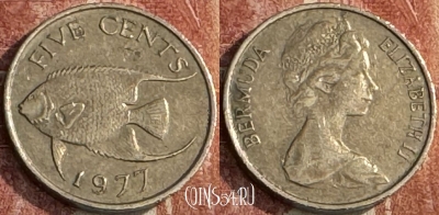 Бермудские Острова 5 центов 1977 года, KM# 16, 244t-174 ♛