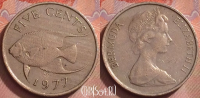 Бермудские Острова 5 центов 1977 года, KM# 16, 270k-027