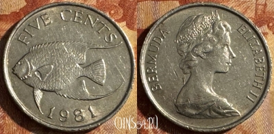 Бермудские Острова 5 центов 1981 года, KM# 16, 454s-105