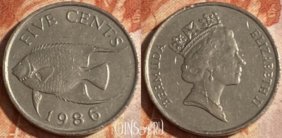 Бермудские Острова 5 центов 1986 года, KM# 45, 166r-019 ♛