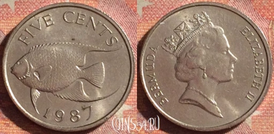 Бермудские Острова 5 центов 1987 года, KM# 45, 154i-084