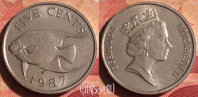 Бермудские Острова 5 центов 1987 года, KM# 45, 236i-126 ♛