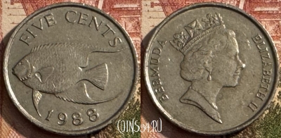 Бермудские Острова 5 центов 1988 года, KM# 45, s146t-037