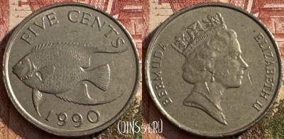 Бермудские Острова 5 центов 1990 года, KM# 45, 145t-025