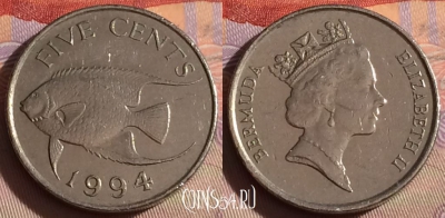 Бермудские Острова 5 центов 1994 года, KM# 45, 328-123