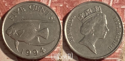 Бермудские Острова 5 центов 1994 г., KM# 45, 474r-005 ♛