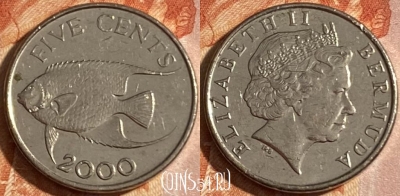 Бермудские Острова 5 центов 2000 года, KM# 108, 157r-027 ♛