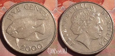 Бермудские Острова 5 центов 2000 года, KM# 108, 259a-125