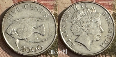 Бермудские Острова 5 центов 2000 г., KM# 108, s269t-110
