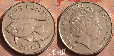 Бермудские Острова 5 центов 2002 года, KM# 108, 375k-086