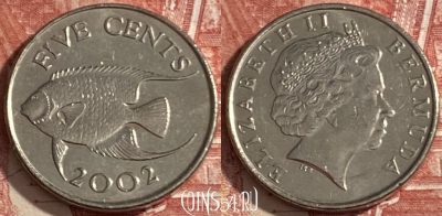 Бермудские Острова 5 центов 2002 г., KM# 108, 473r-056 ♛