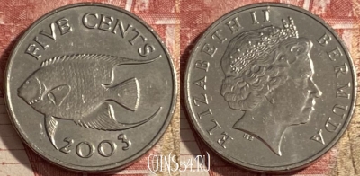 Бермудские Острова 5 центов 2003 г., KM# 108, 473r-125 ♛