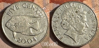 Бермудские Острова 5 центов 2004 г., KM# 108, 215t-042