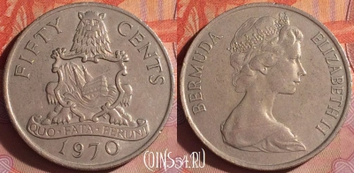 Бермудские Острова 50 центов 1970 года, KM# 19, 049i-180
