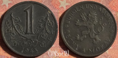 Богемия и Моравия 1 крона 1943 года, KM# 4, 186i-042