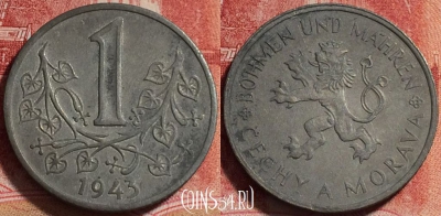 Богемия и Моравия 1 крона 1943 года, KM# 4, b066-103