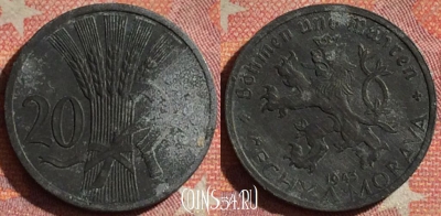 Богемия и Моравия 20 геллеров 1943 года, KM# 2, 079i-127