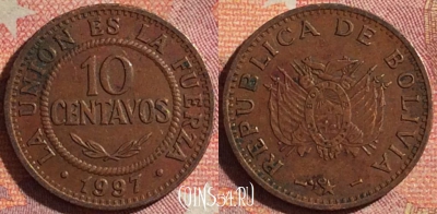 Боливия 10 сентаво 1997 года, KM# 202a, 148i-073