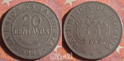 Боливия 20 сентаво 1995 года, KM# 203, 350-043