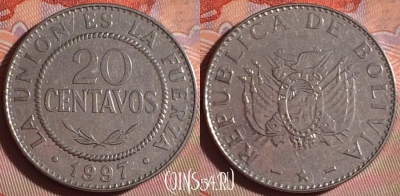 Боливия 20 сентаво 1997 года, KM# 203, 229f-076