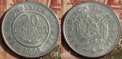 Боливия 20 сентаво 2008 года, KM# 203, 211s-118