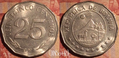 Боливия 25 сентаво 1972 года, KM# 193, 163a-050