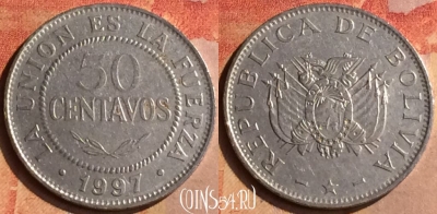 Боливия 50 сентаво 1997 года, KM# 204, 172n-052