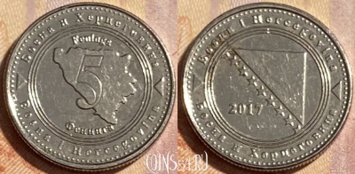 Босния и Герцеговина 5 фенингов 2017 г, KM# 121, 481р-033 ♛