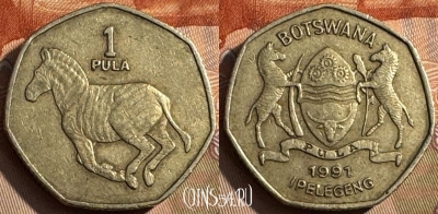 Ботсвана 1 пула 1991 года, KM# 24, 200s-126 ♛