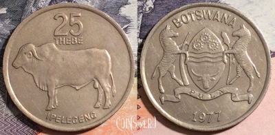 Ботсвана 25 тхебе 1977 года, КМ# 6, 165-074