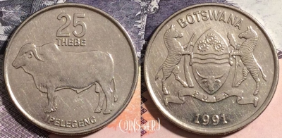 Ботсвана 25 тхебе 1991 года, КМ# 6a, 165-075