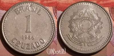 Бразилия 1 крузадо 1986 года, KM# 605, 241b-117
