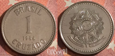 Бразилия 1 крузадо 1986 года, KM# 605, 346-095