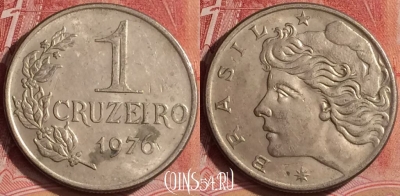 Бразилия 1 крузейро 1976 года, KM# 581a, 391-001
