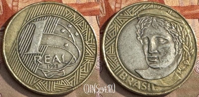 Бразилия 1 реал 1998 г., редкая, KM# 652a, 236t-133 ♛