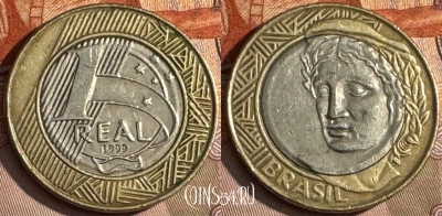 Бразилия 1 реал 1999 г., редкая, KM# 652, 212t-128 ♛