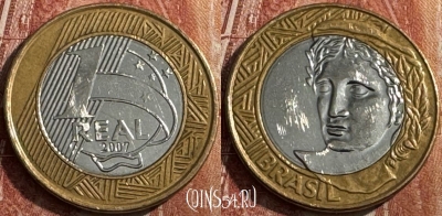 Бразилия 1 реал 2007 года, KM# 652a, 478s-034