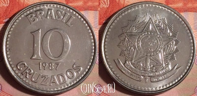 Бразилия 10 крузадо 1987 года, KM# 607, 164g-048