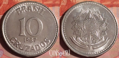 Бразилия 10 крузадо 1987 года, KM# 607, 256f-037