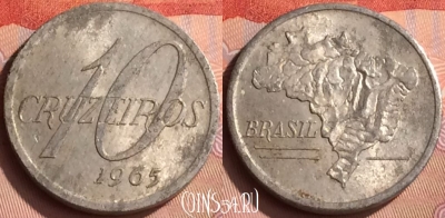 Бразилия 10 крузейро 1965 года, KM# 572, 217n-103