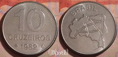 Бразилия 10 крузейро 1982 года, KM# 592.1, 332-088