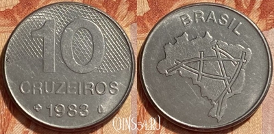 Бразилия 10 крузейро 1983 года, KM# 592.1, 358q-010