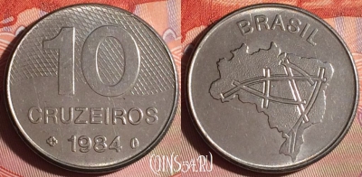 Бразилия 10 крузейро 1984 года, KM# 592.1, 151g-122
