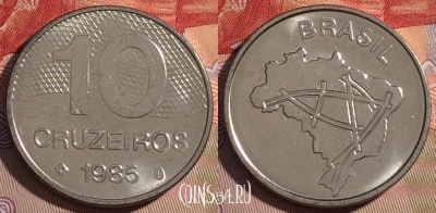 Бразилия 10 крузейро 1985 года, KM# 592.2, 062d-027